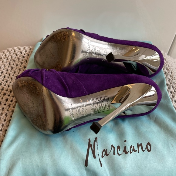 MARCIANO Vintage - Purple with Silver Heels - Suede Knot Booties - Picture 9 of 9